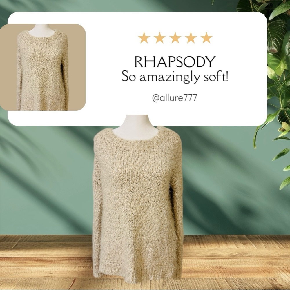 RHAPSODY Super Soft Plush Cream Beige Large Sweater
